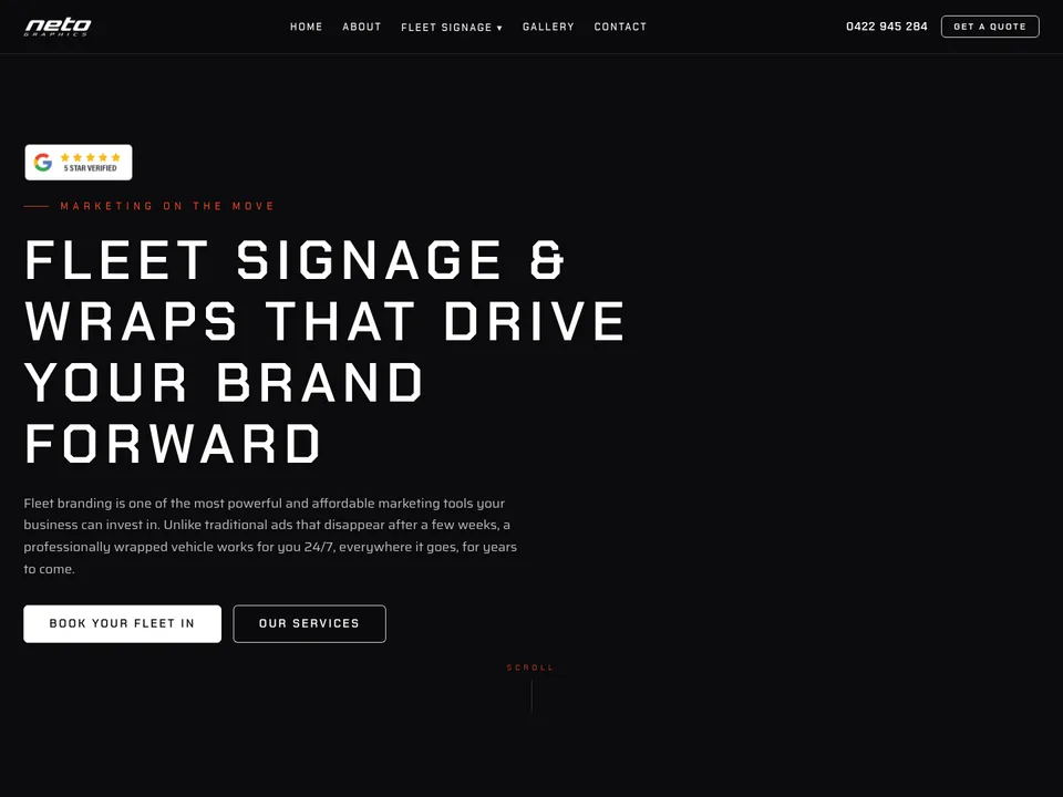 Neto Graphics website, top of the homepage